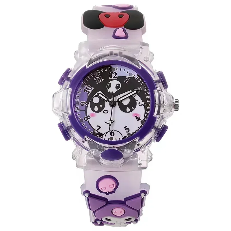 Sanrio Children's Watch Kawaii Melody Cinnamoroll Children LED Luminous Watch Kuromi Student Wrist Watch Kids Gift Toy