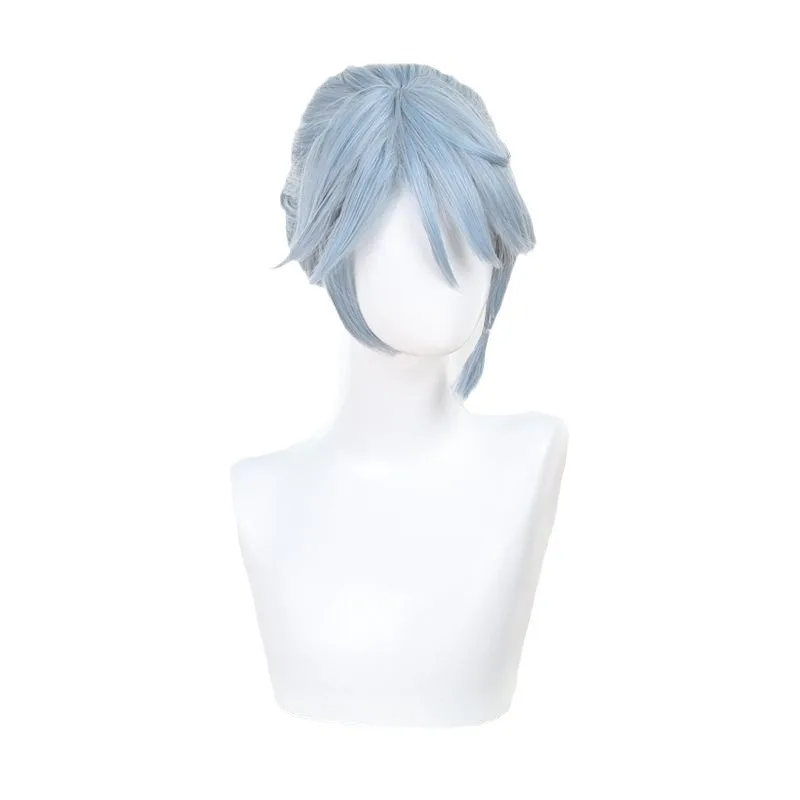 La quinta persona prisionero Luca invierno cigarra azul claro cola de caballo pequeña Cosplay Anime peluca