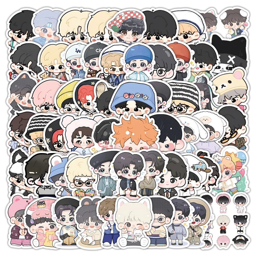 10/30/60PCS Cute Handsome Big-Headed Q-version Boyfriend Stickers Decoration Suitcase Scrapbooking Laptop Stationery Toy Sticker