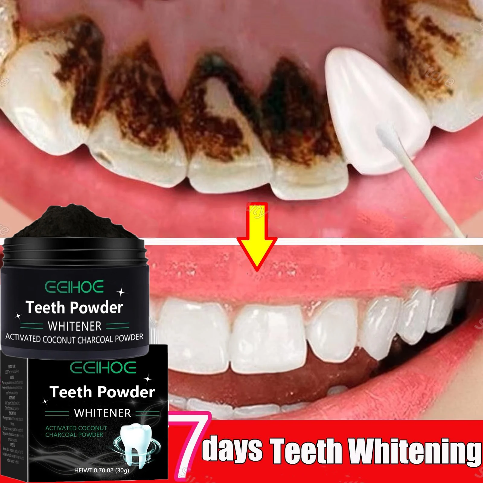 

7 Day Teeth Whitening Powder Remove Plaque Stains Toothpaste Deep Cleaning Fresh Breath Oral Hygiene Dentally Tools Teeth Care