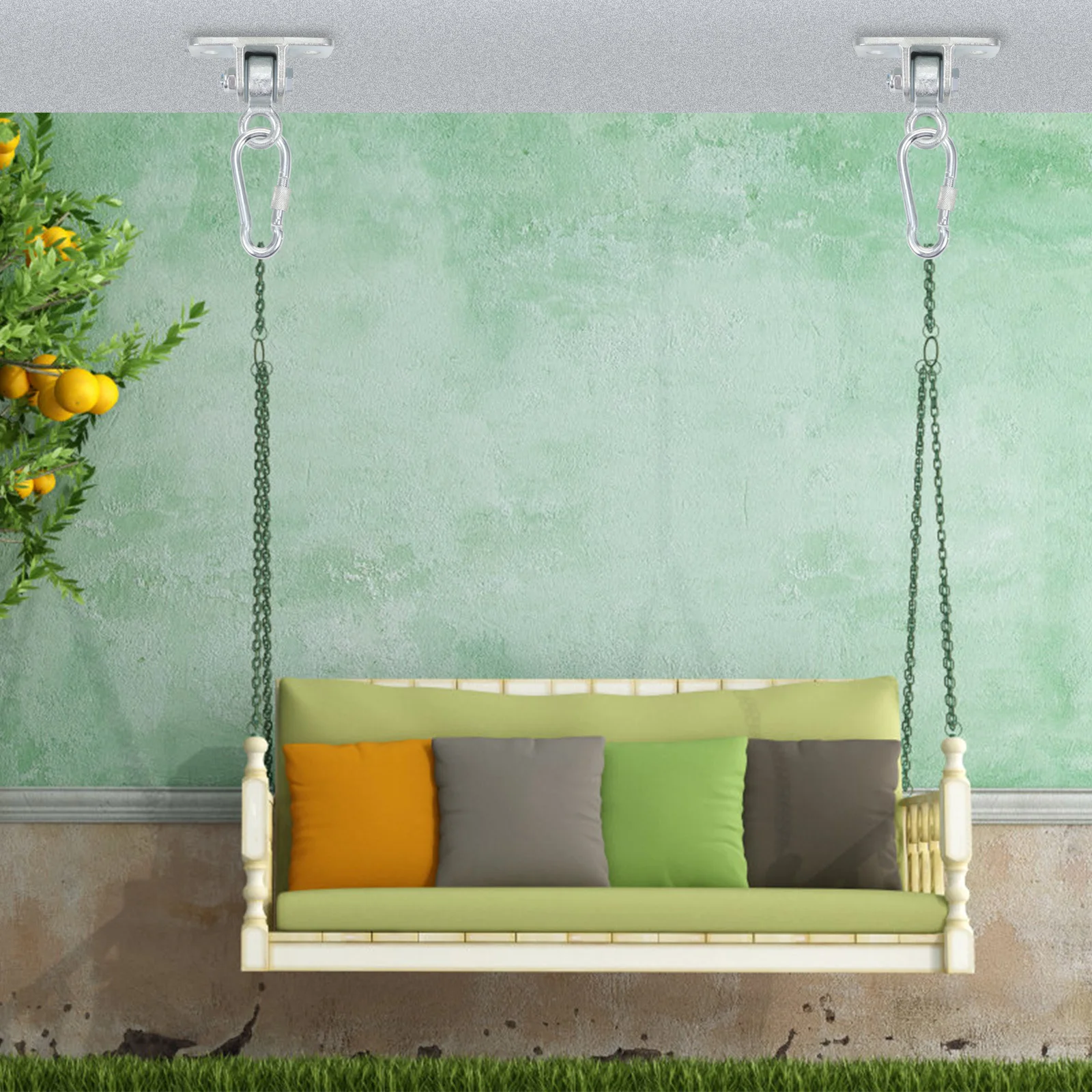 

1 комплект, подвесной набор для качелей, сверхмощные стальные крючки, комплект защитных пряжек для стула-гамака, стула из ротанга в помещении и на открытом воздухе