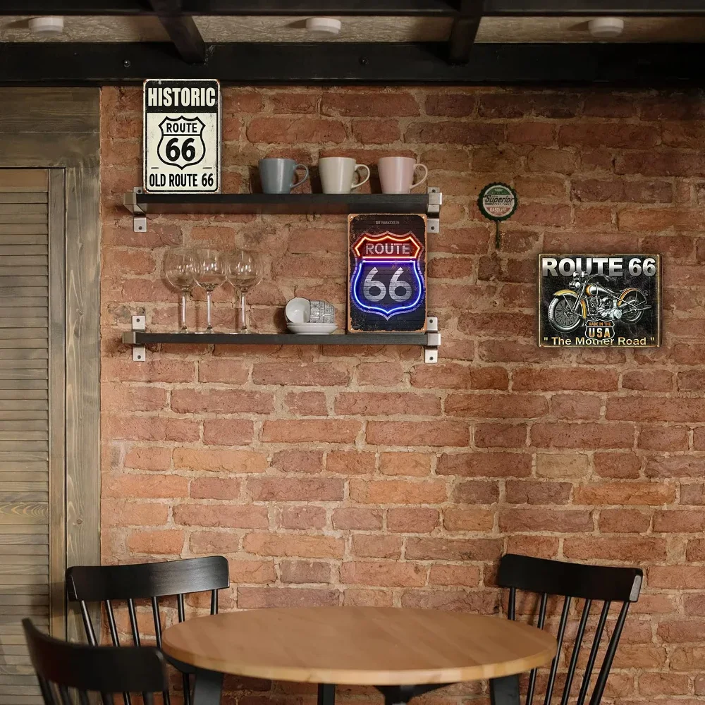 Route66Charm Vintage American Garage Iron Sign -Motorcycle Wall Art - Exclusive Decor for Home Bars & Man Cave Makeovers