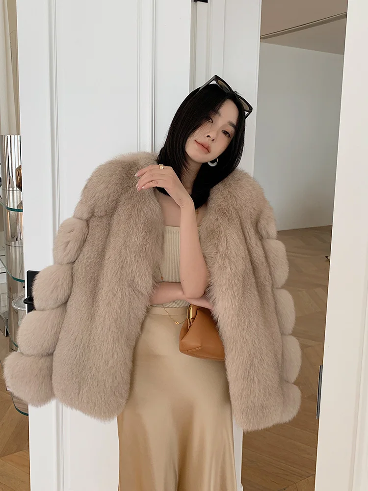 2024Natural Real Fox Fur Coat For Women's Warm Winter Jacket Vest Luxury Long Furry Fur Coat Big Size Clothes For Women