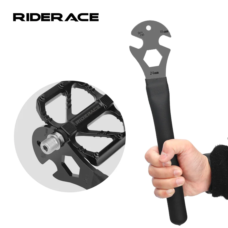 Fahrradpedalschlüssel mit Extra Langem Griff für MTB, Rennrad und Mountainbike - Pedal-Installations-, Entfernungs- und Reparaturwerkzeug 15mm