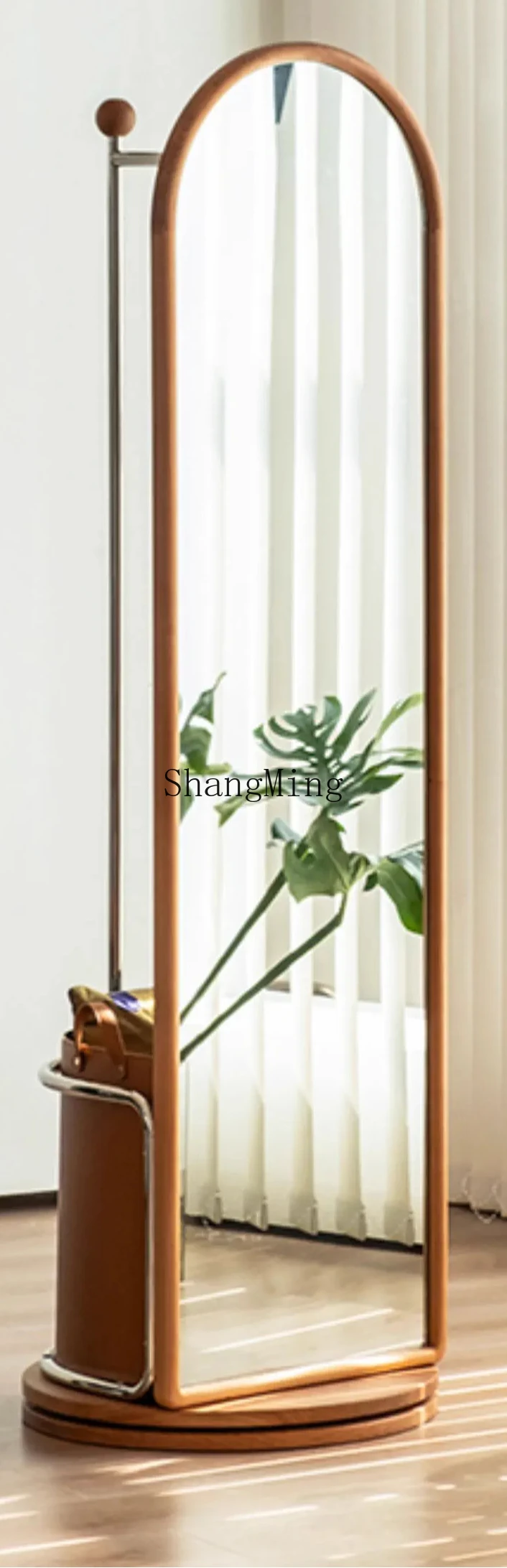 

YQ retro solid wood home mirror rotating full-length mirror hanging hanger integrated full body floor mirror hanger