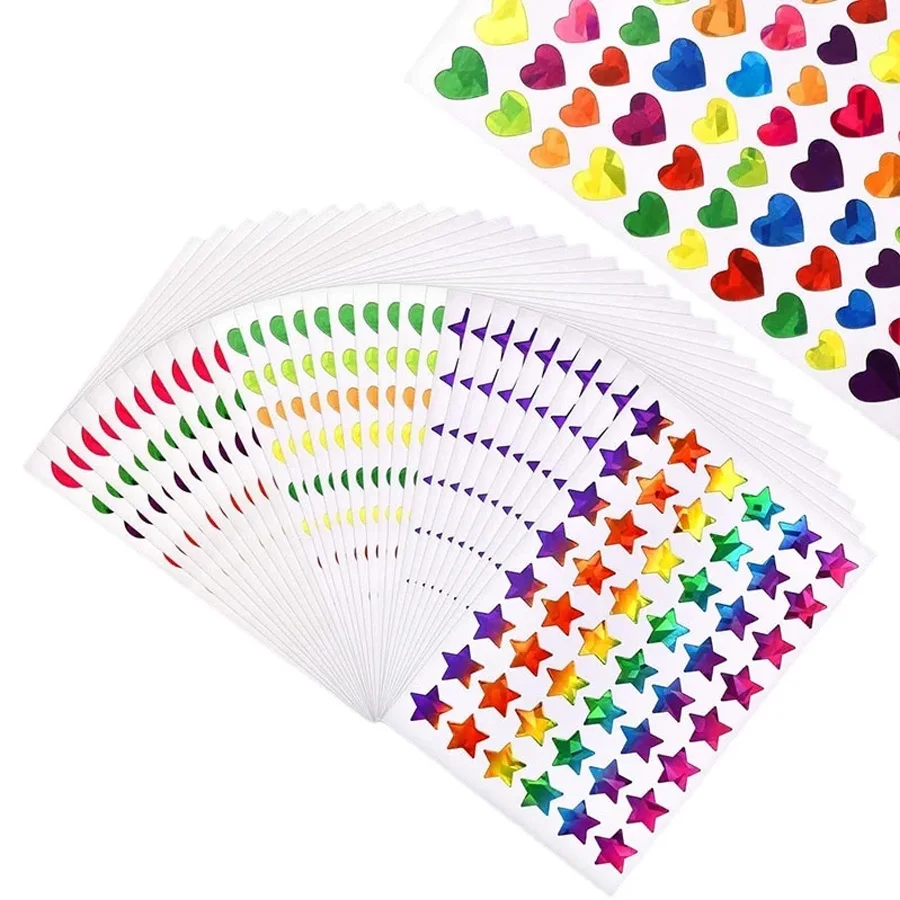 5/20pcs Scrapbook Stickers Color/Laser Star Heart Dot Handicraft DIY Diary Album Rainbow Decoration Accessories image 2