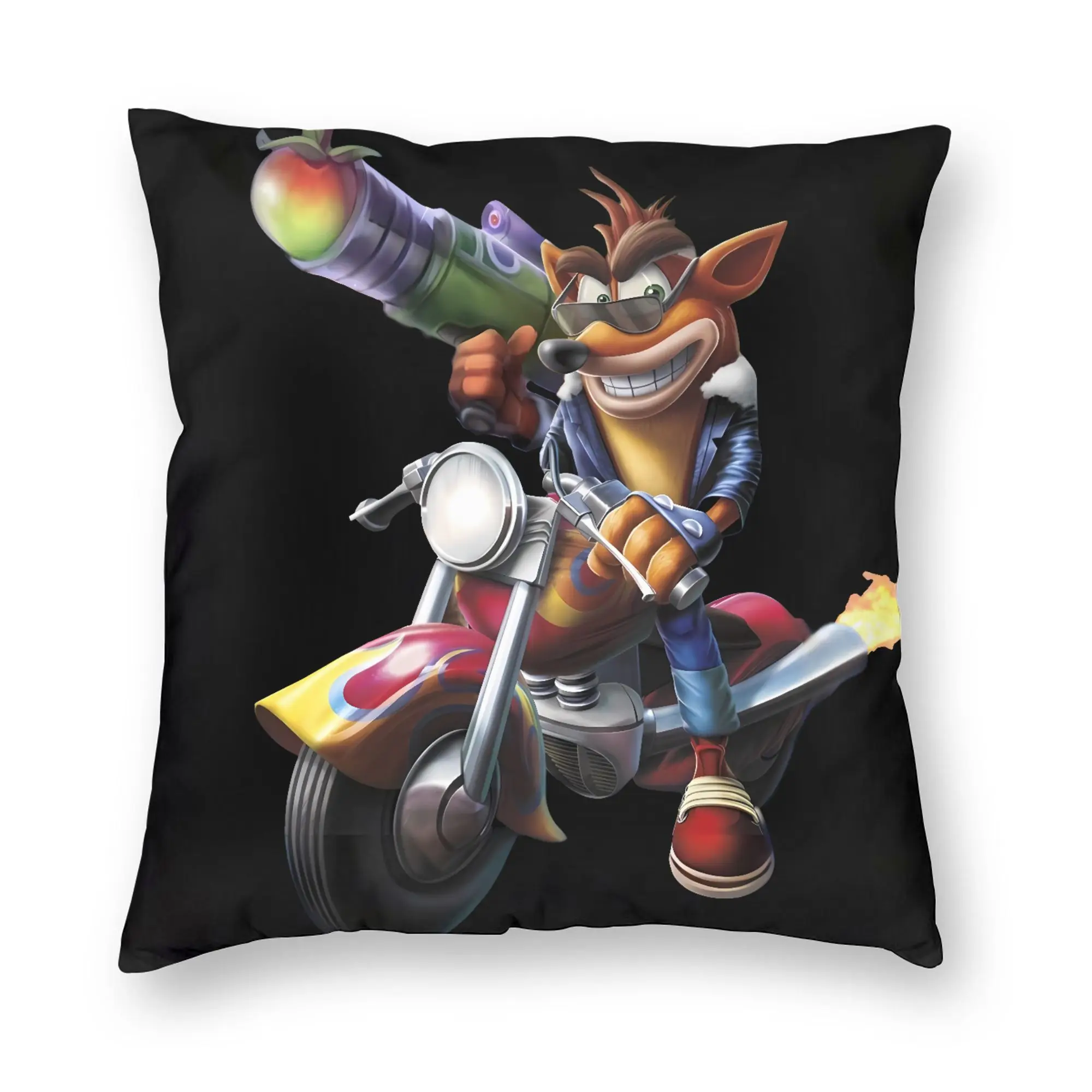 Pillow Case Crash Bandicoot Bike Ride Custom  Pillow Cover For Sofa Bedroom Home Decor Morden Pillowcases