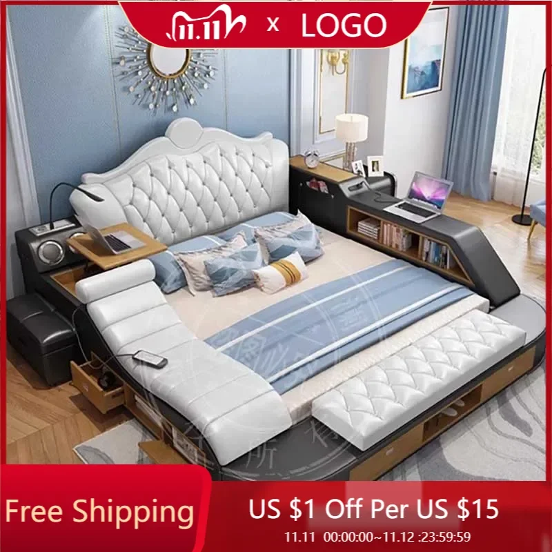 Glamorous High End Double Bed Waterproof King Size Castle Wood Twin Bed Frame Design Multifunctional Camas Bedroom Furniture