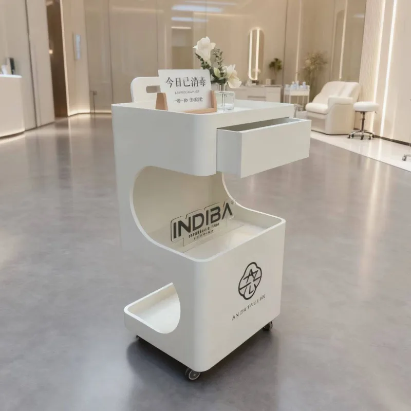 Beauty salon special white multi-functional tool cart with drawers mobile storage cart high-end feeling light and familiar simpl