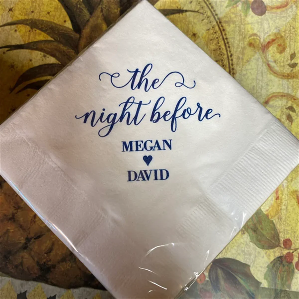 50pcs Custom The Night Before Napkins, Custom Rehearsal Dinner Beverage Napkins, 3ply Foil Rehearsal Dinner Napkin, Customized F