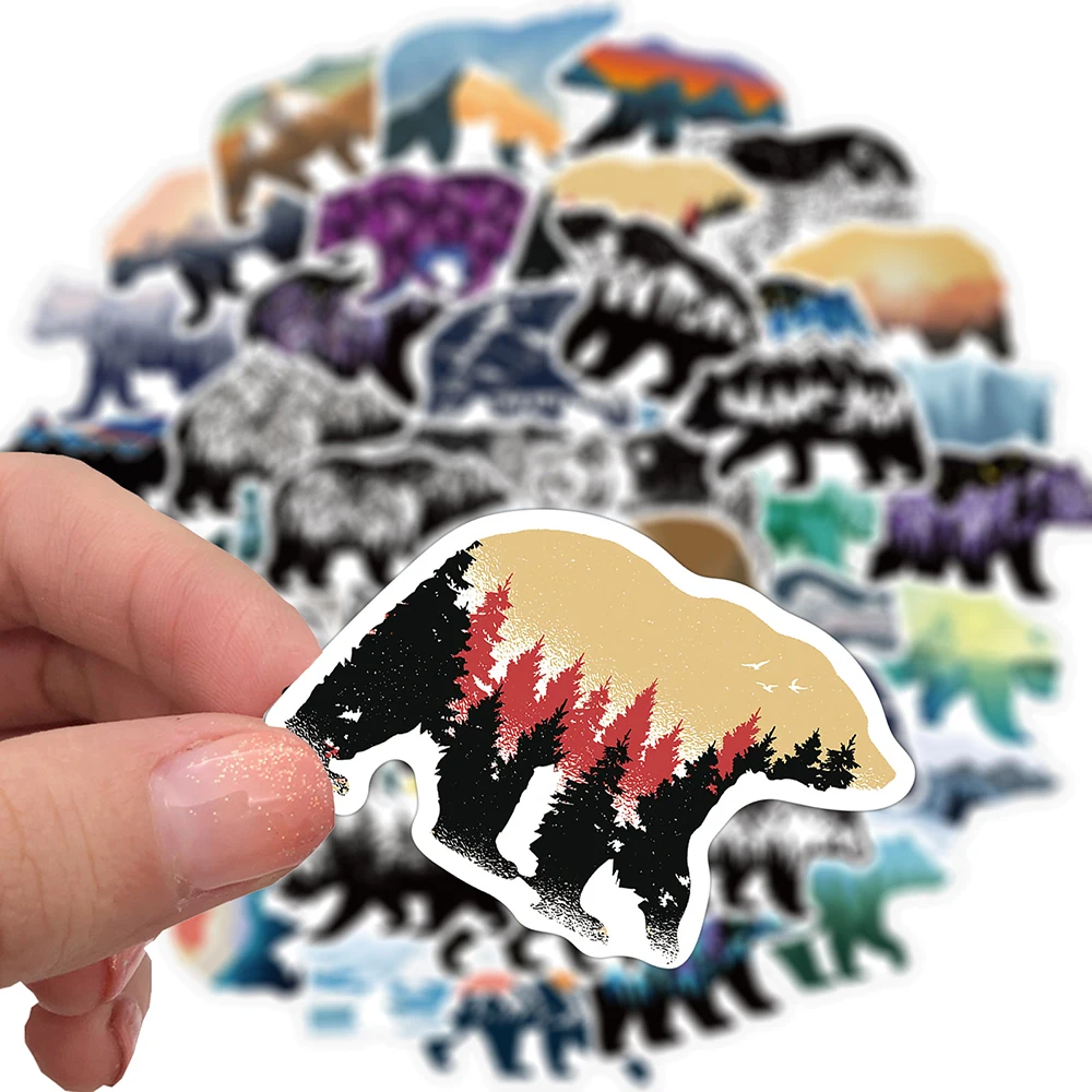 10/30/50pcs Cartoon Mountain Bear Stickers Cool Aesthetic Vinyl Decoration Sticker Decals for Stationery Scrapbooking Notebook