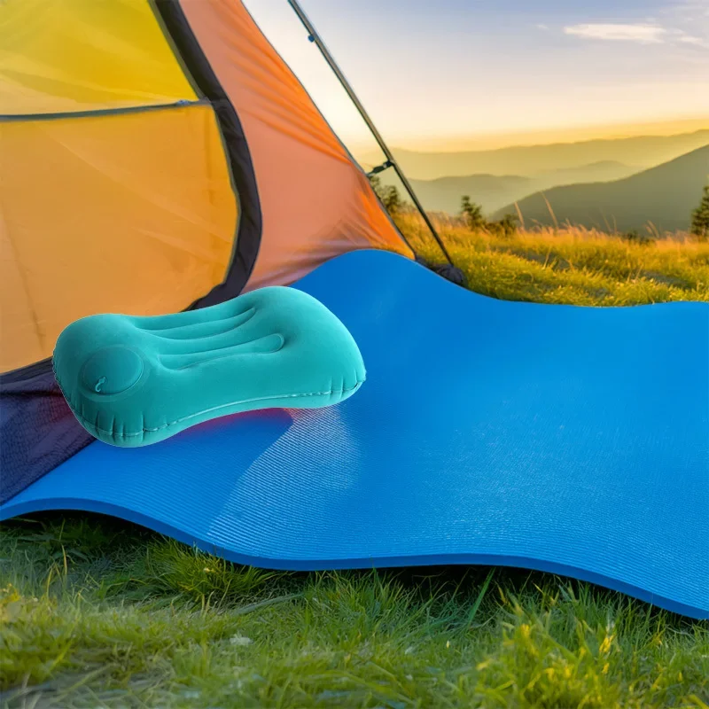 وسادة تخييم قابلة للنفخ للسفر قطعة واحدة من مسند الرقبة المحمول اضغط لتضخيم وسادة هوائية مدمجة للسفر على الشاطئ والمكتب والمنزل #6