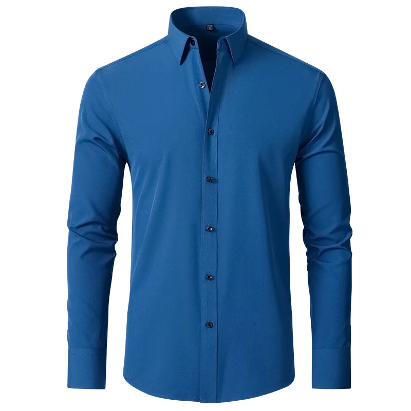 Four-sided Stretch Shirt Men's Shirt Non-ironing and Anti-wrinkle Simple Business Thin Shirt Men's Streetwear