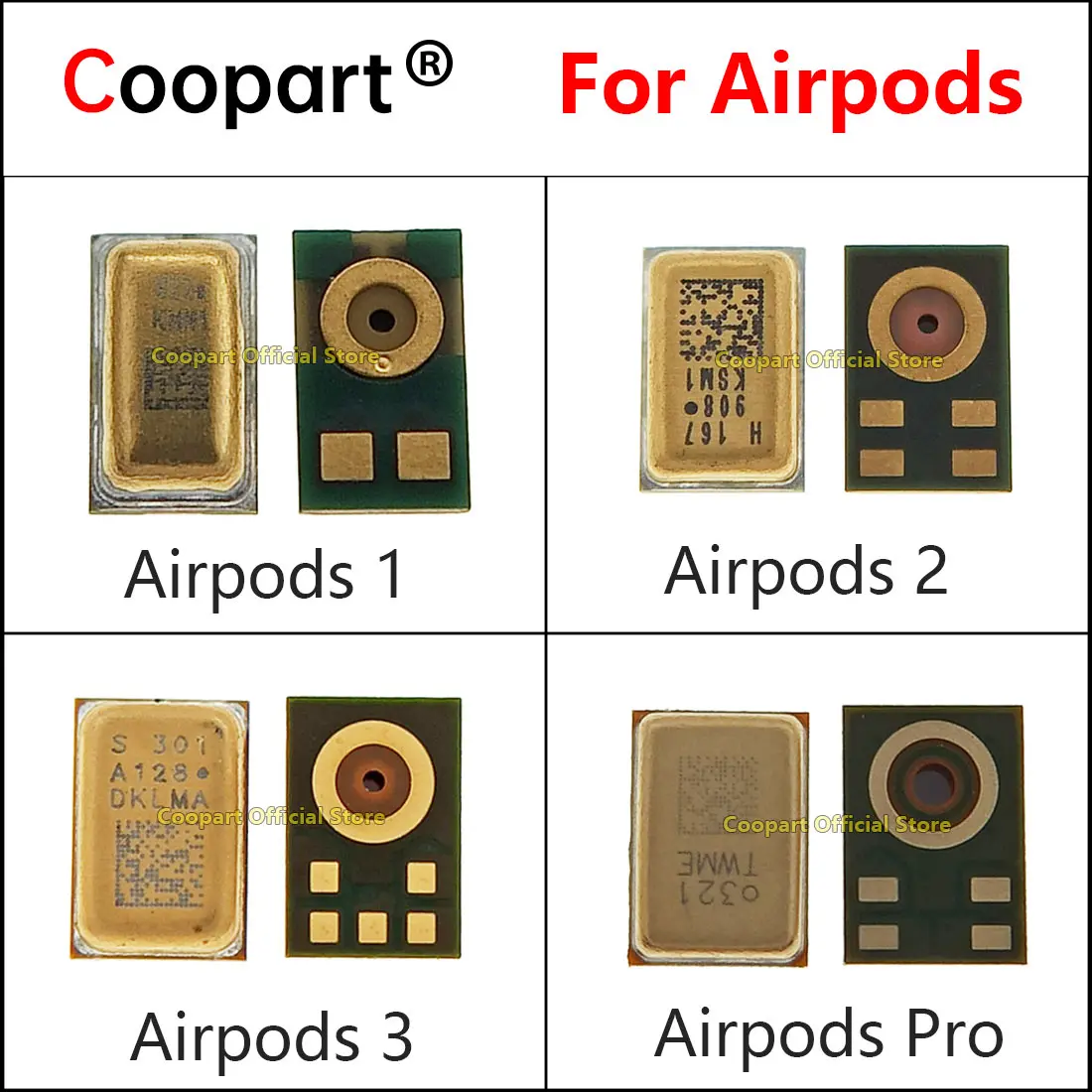 2 szt. Coopart Wewnętrzny mikrofon odbiornikowy słuchawki Bluetooth do Apple Airpods 1 Airpods 2 3 Drugie Airpods Pro