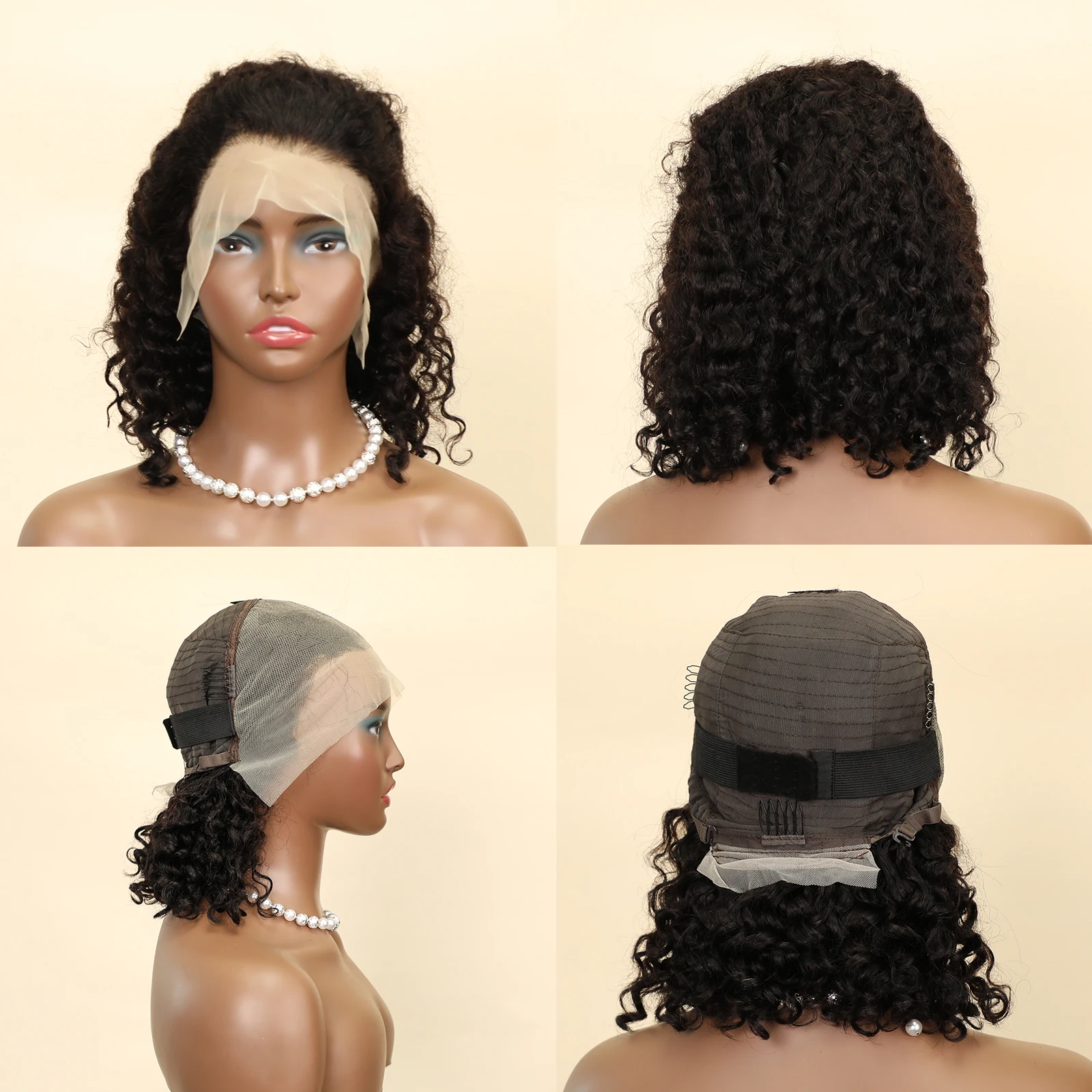 10-14Inch Water Wave Short Bob Wigs Brazilian 13x4 Lace Front Human Hair Wig Curly Transparent Lace Frontal Wigs For Black Women