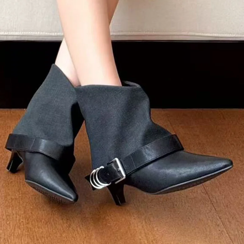 أشار تو حذاء من الجلد للنساء أحذية بكعب أنيق 2025 مصمم مضخات المصارع الأحذية الجديدة الفاخرة مضخات ريترو موهير بوتاس