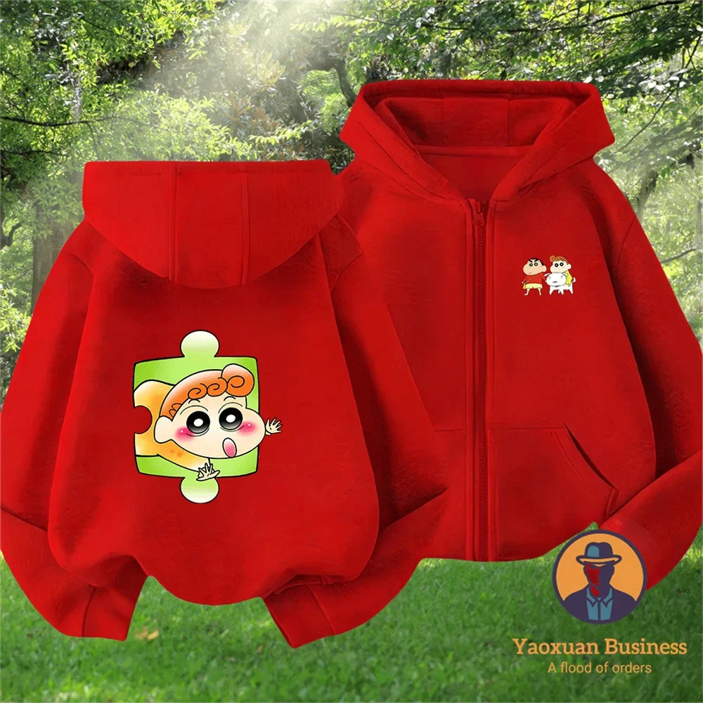 

2026 Versatile Daily Pure Cotton Crayon Shin Chan Zipper Hoodie 2026 Autumn Winter Fashion Apparel