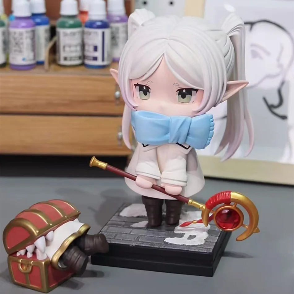 beyond Journey's End 14cm Winter Frieren Elf Figure Kawaii Anime Desk Decor with Mimic Chest Otaku Gift Cute 5.51in Collectible view 4