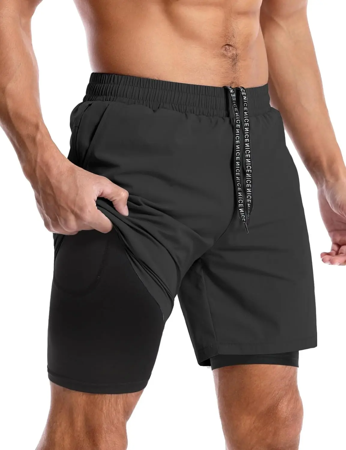 

Men's 5''/7'' Running Shorts Quick Dry Workout Gym Shorts with Pockets, Tennis Training Athletic（Linerl& Liner）