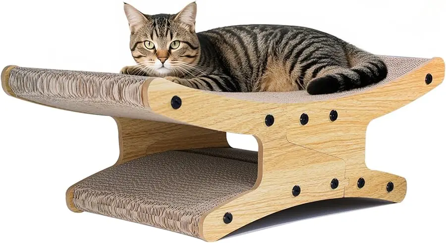 

Reversible Cat Scratcher Bed, Large Scratching Board for Indoor Cats - Cardboard Pad & Durable Cat Scratcher Lounge Hammock Furn