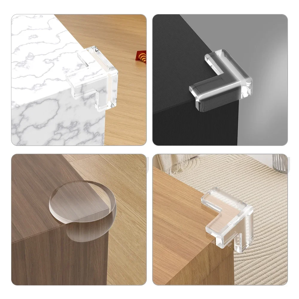 Soft Corner Protectors- Pre-Taped Rubber Edge Guards with Adhesive Strips, Furniture Bumpers for Fireplace Table Stairs Cabinet
