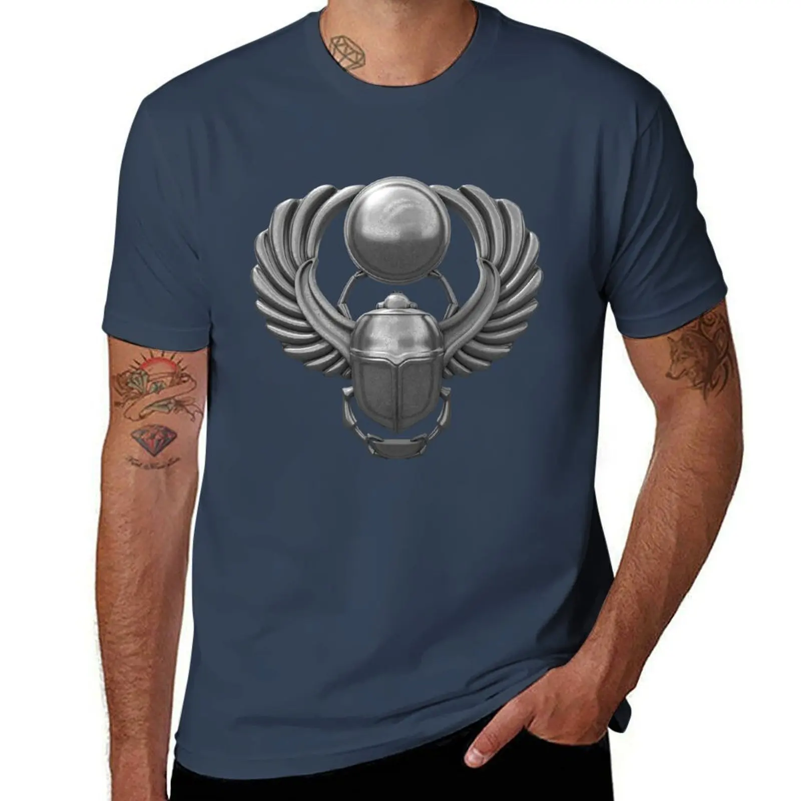 

Silver Egyptian Scarab T-Shirt t shirts for man slim fit g man t shirts for men T-Shirt