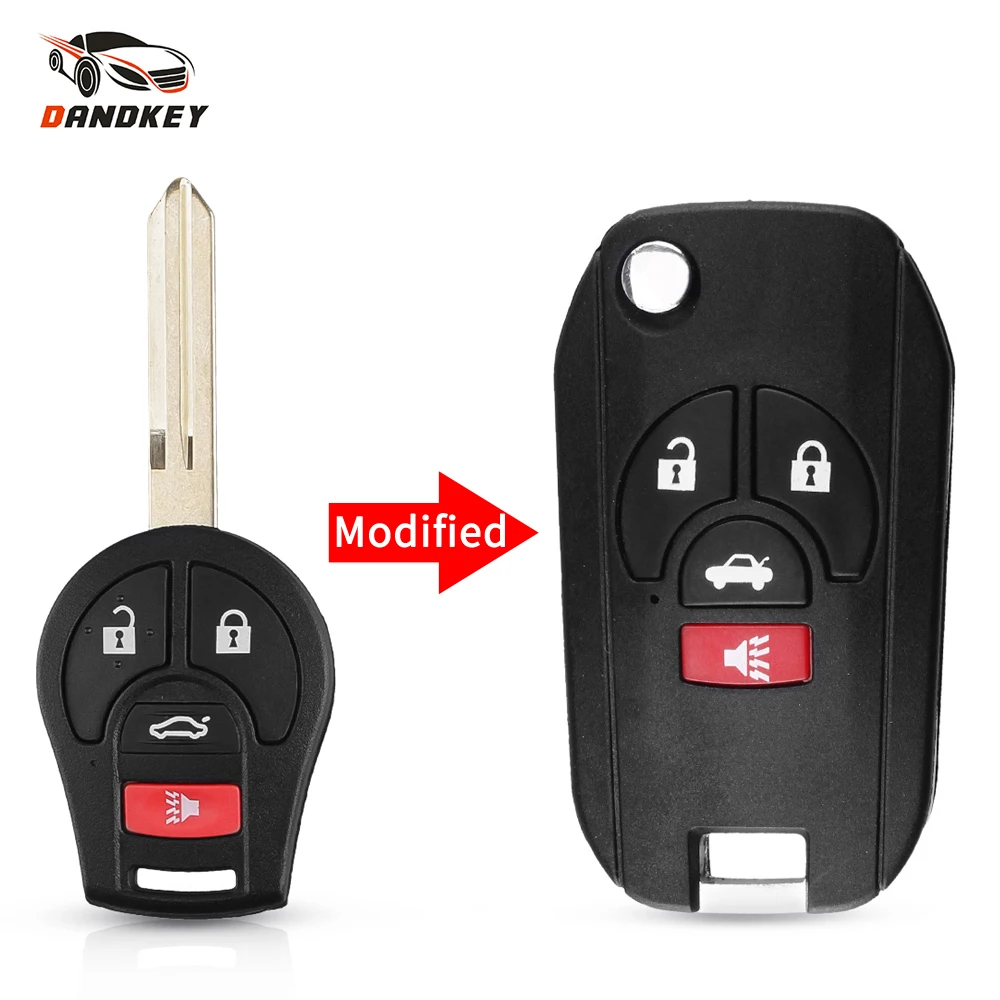 Dandkey Replacement Flip Remote Car Key Shell Case For Nissan Versa 2012 2013 2014 2015 For Nissan Rogue 2008 2012 2013 2016