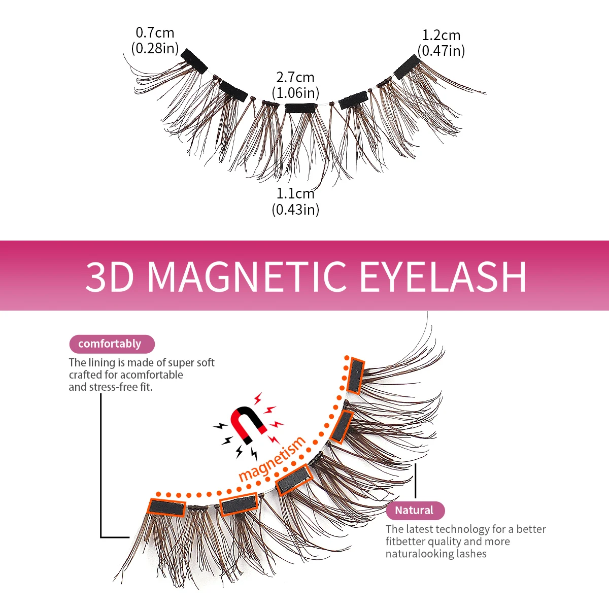 MAGEFY 2 Pairs Magnetic Eyelashes with Applicator Glue Free Daily Repeated Use Can be Adjusted at Any Time Easy for Beginners