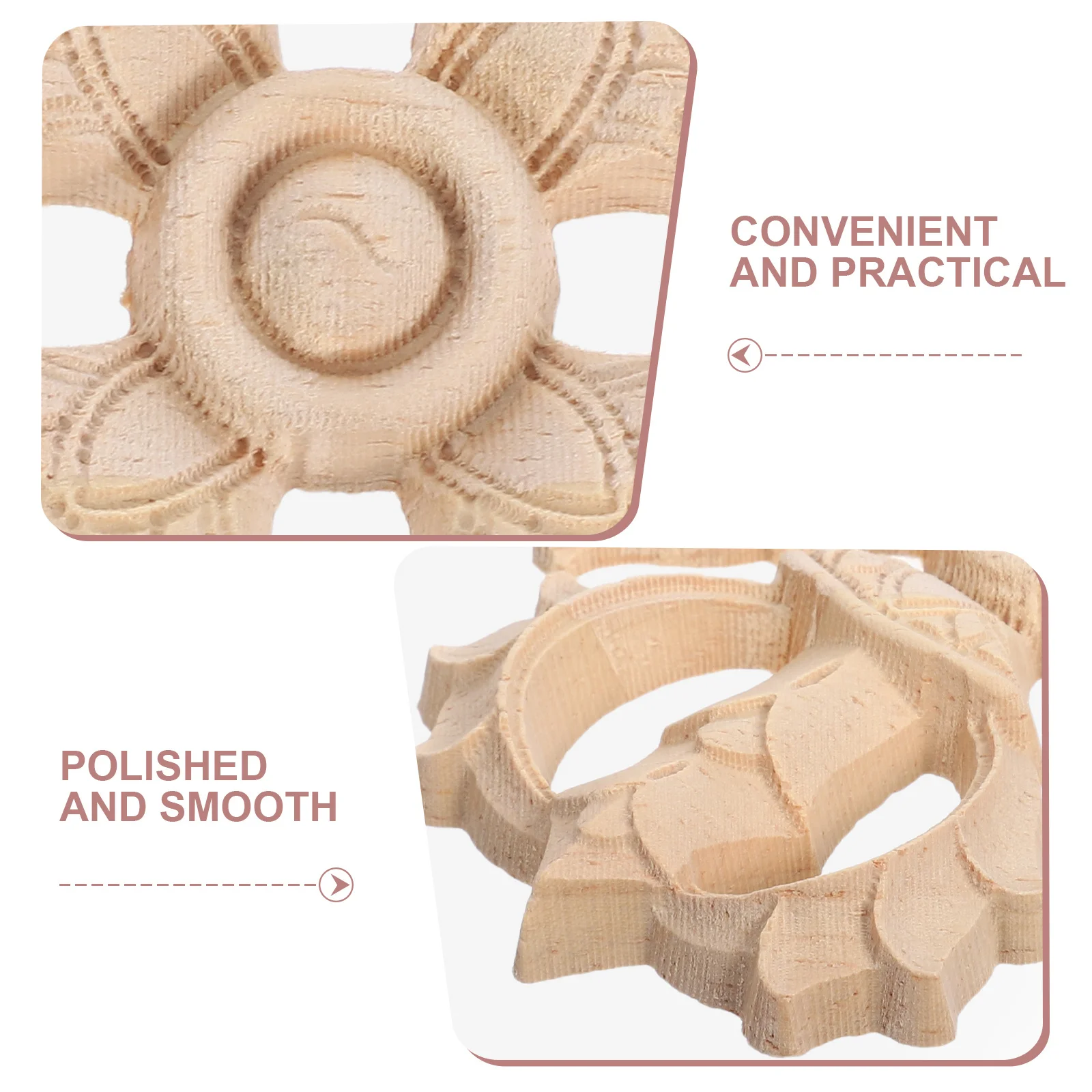 6 قطع من الخشب الأنيق المصنوع يدويًا يزين زخرفي غير مطلي لإطارات خزائن الأثاث وتحسين المنزل بنفسك