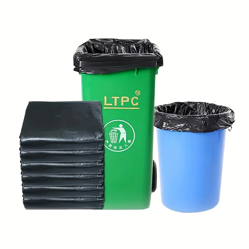 50 Pieces Thickened Black Garbage Bags Vest Style Flat Mouth Large Sized Garbage Bags Hotel Trash School Garbage Storage Bags
