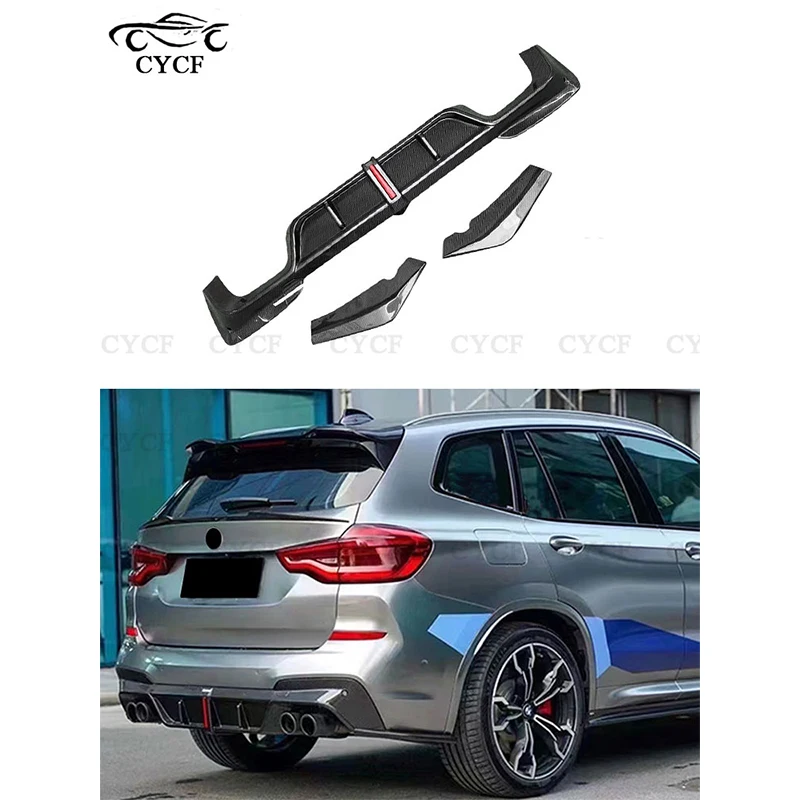 For BMW X3 G01 2019+ Car Rear Carbon Fiber Bumper Lip Diffuser Spoiler Accessories Upgrade Body Kit