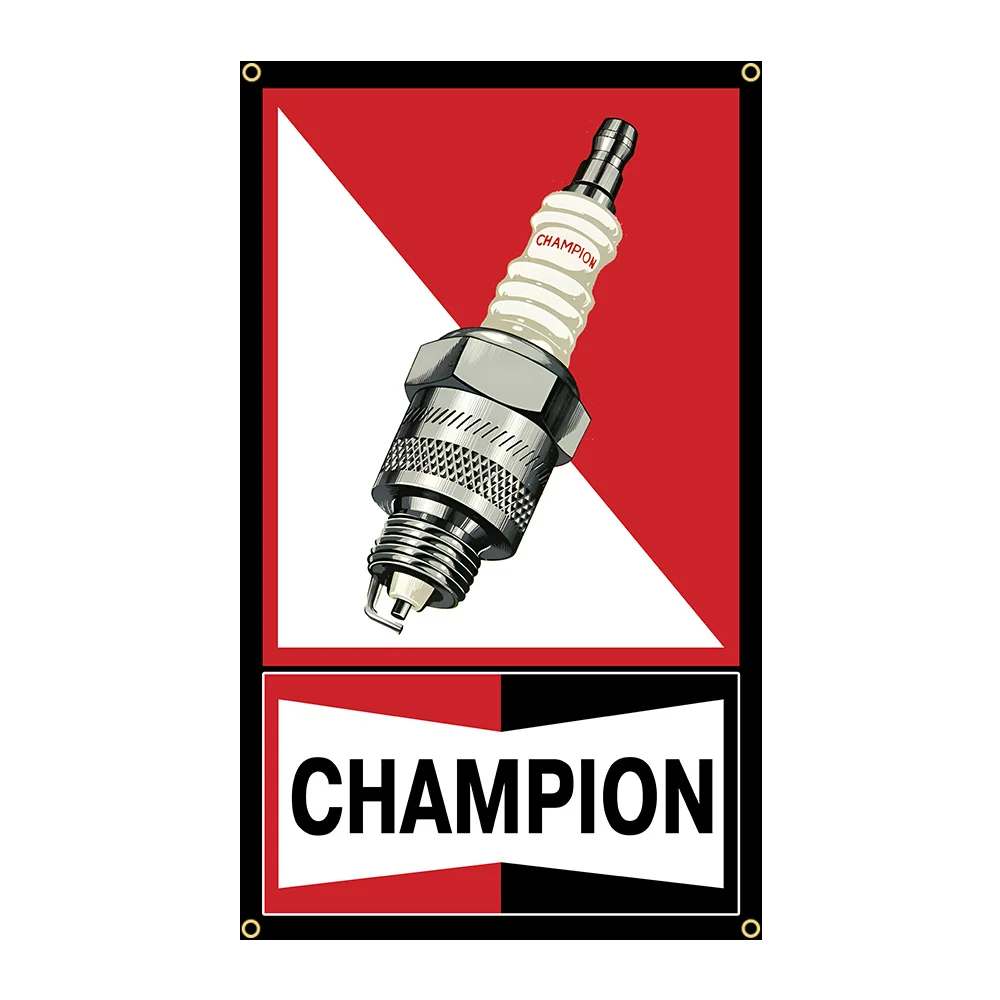 

90x150cm Champion Spark Plugs More Power Flag Polyester Printed Garage or Outdoor Decoration Banner Tapestry