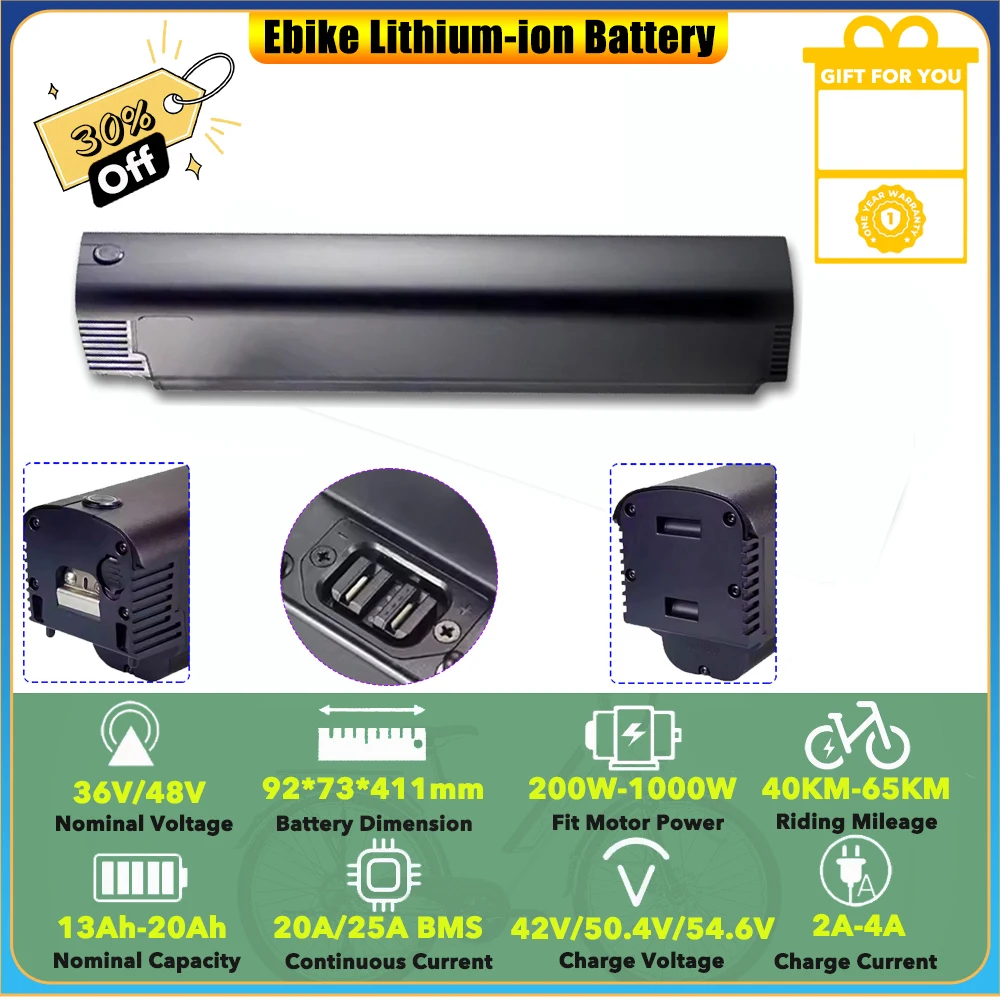 

Модернизированный литий-ионный аккумулятор Ebike 48 В 10,4 Ач 13 Ач 14 Ач для Moma EBIKE 28 E-MTB 27,5 26 Accolmile Akkubici Ebike
