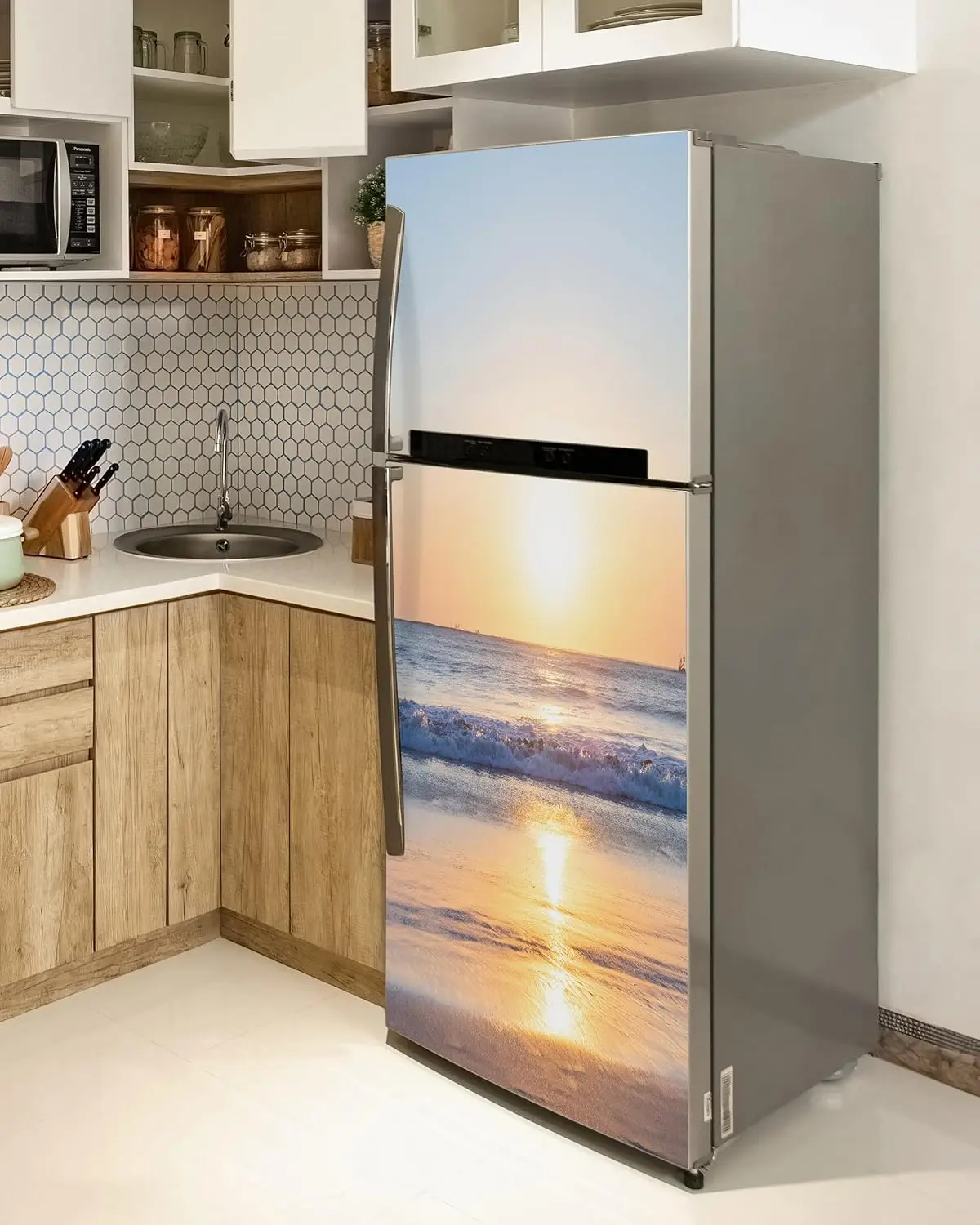 Removable Ocean Self Adhesive Wallpaper Door Waterproof PVC Bedroom Cabinet Furniture Door Renovation