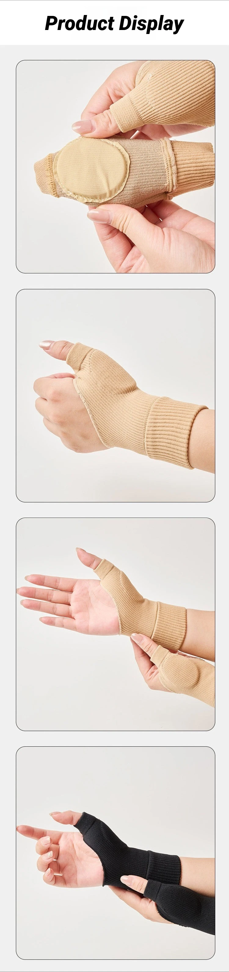 1 Paar Handgelenk-Daumen-Kompressionshandschuhe für Arthritis, atmungsaktive Stützbandage, gestrickte Finger-Schutzpolster, Sport-Sicherheits-Handgelenkbandage – Detail 6