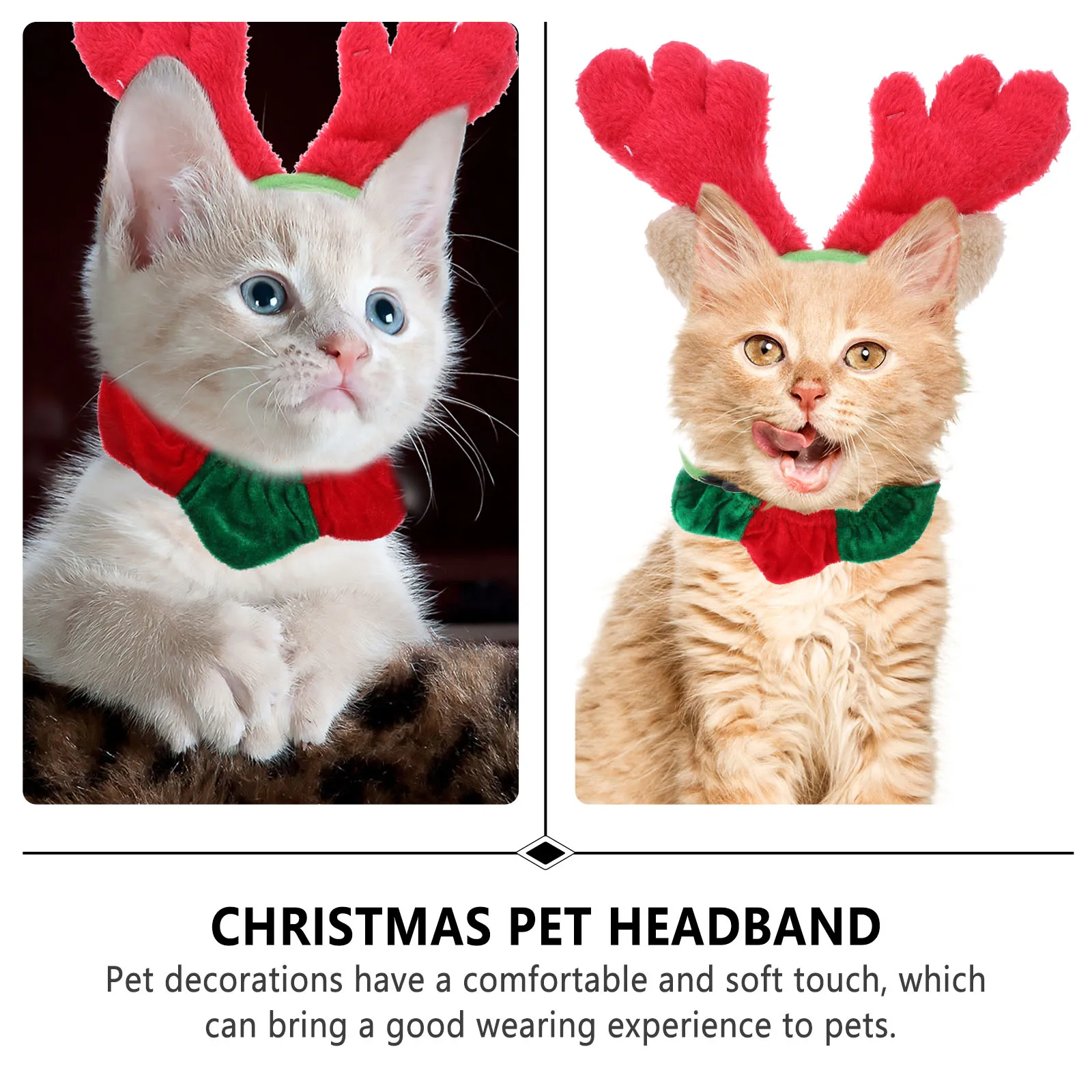 

2 Pcs Accessories Pet Antler Headband Christmas Headwear Winter Cat Neck Collar Costumes