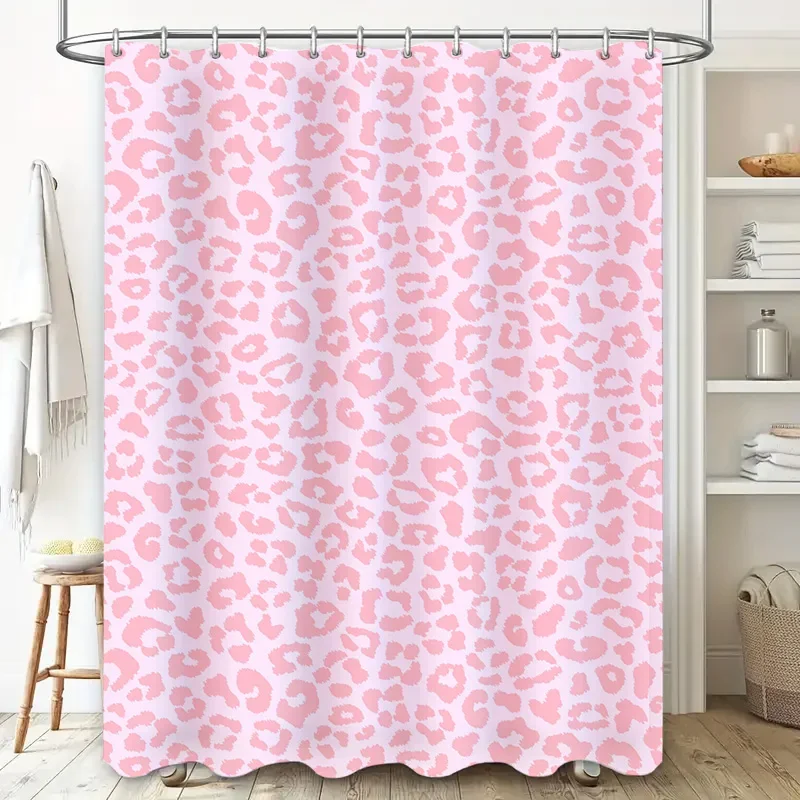 Pink Leopard Print Shower Curtain Home Decor Bathroom Supplies Modern Decoration Waterproof Bath Tarpaulin multiple sizes