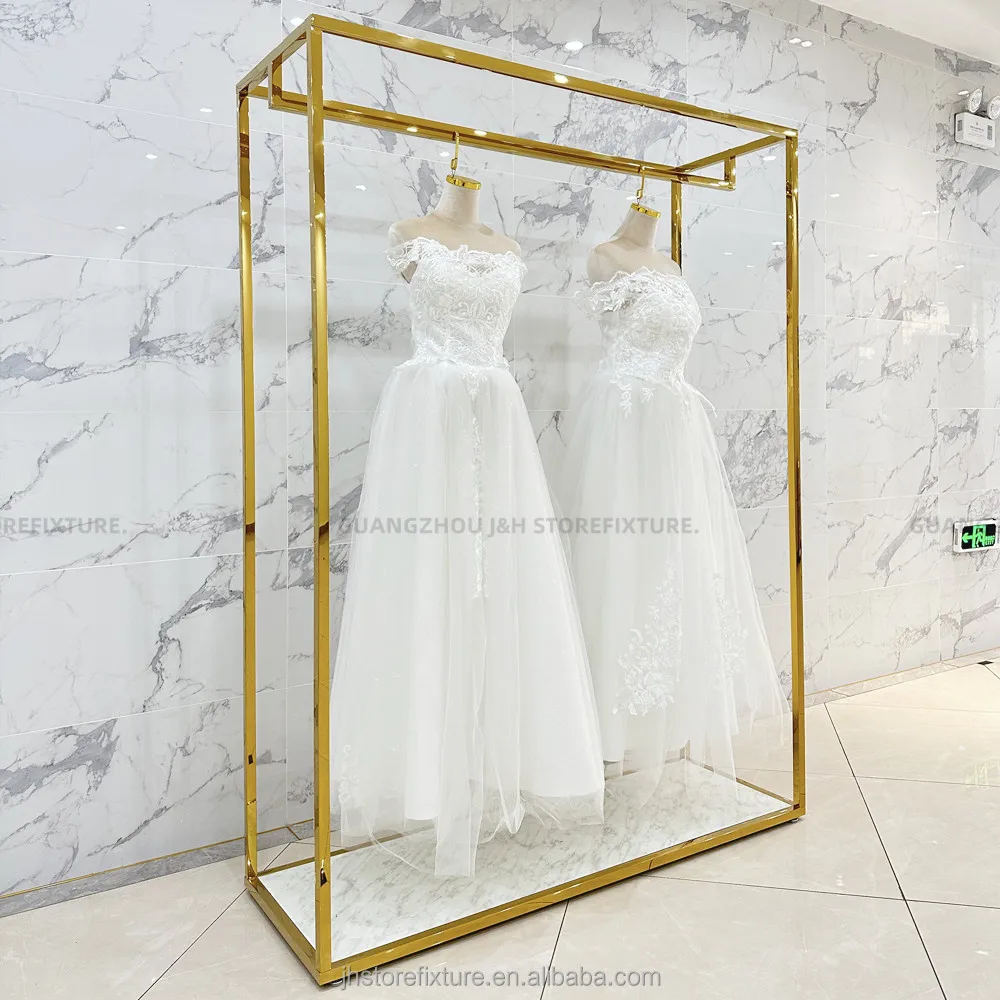 Wedding Dress Furniture Luxury Display Rack Gold Store Display Stand Trade Show Display Shelves