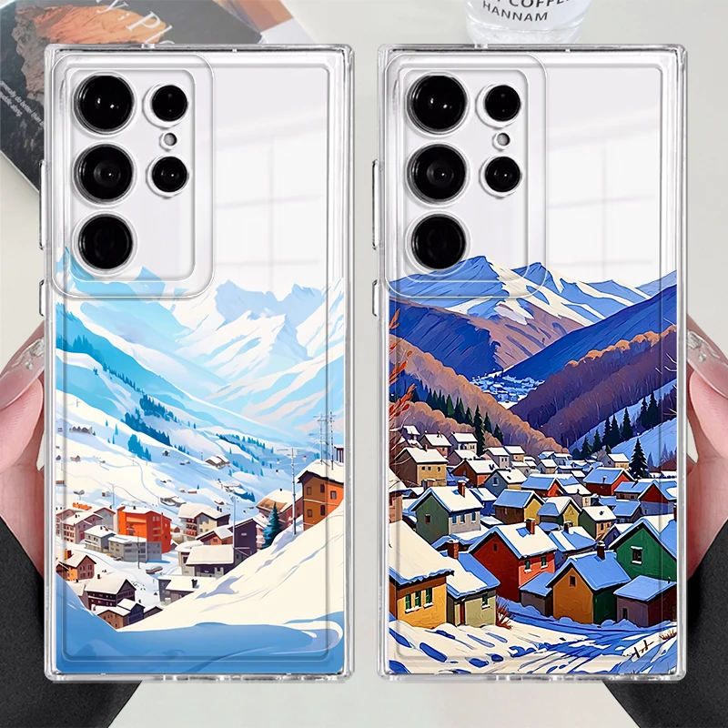 เคสโทรศัพท์น่ารักลายหิมะฤดูหนาว สุขสันต์วันคริสต์มาส สวยงาม นุ่ม สำหรับ Samsung Galaxy Note 20 Ultra 10 S24 S21 S23 Ultra S20 Plus