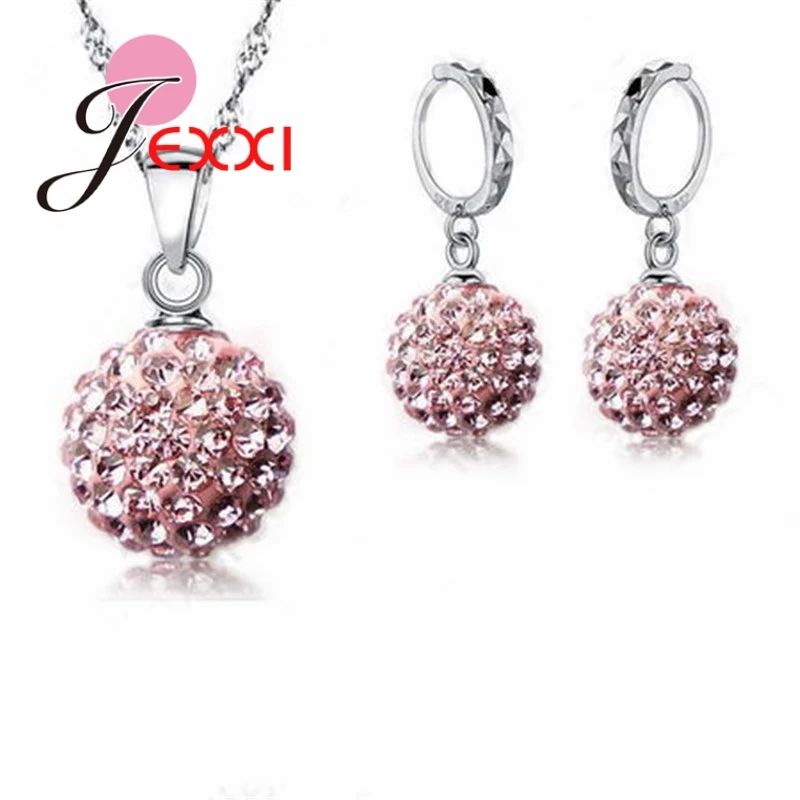 Jewelry High Quality Factory Price Fashion Wholesale Austrial Crystal Colorful 925 Sterling Silver Color Necklace&Earring Sets