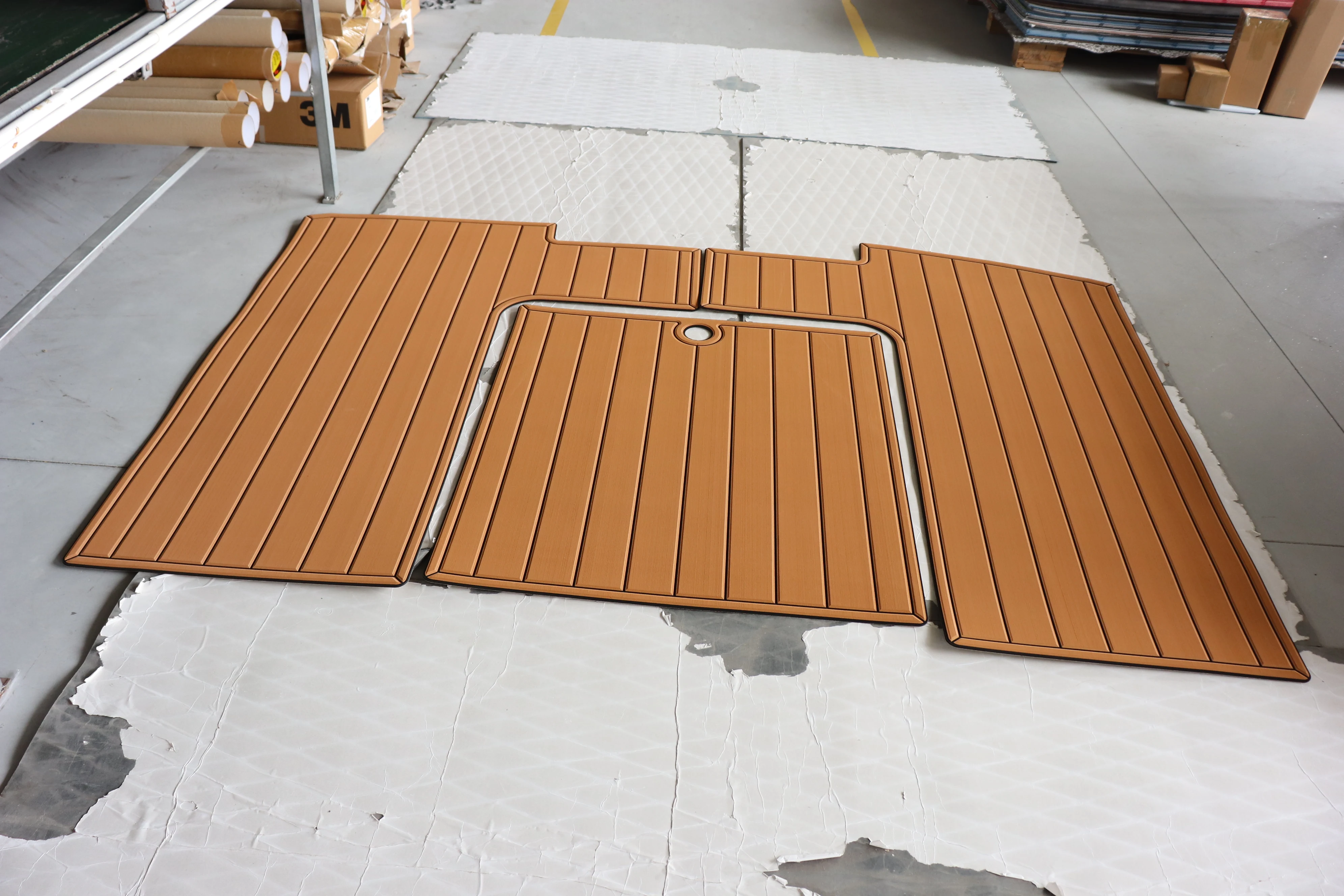 

KXKZREN EVA Foam Marine Mat for 2007 Nordic Tug 54 Anti-Slip Boat Decking Faux Teak Yacht Flooring Carpet Self Adhesive Deck Pad
