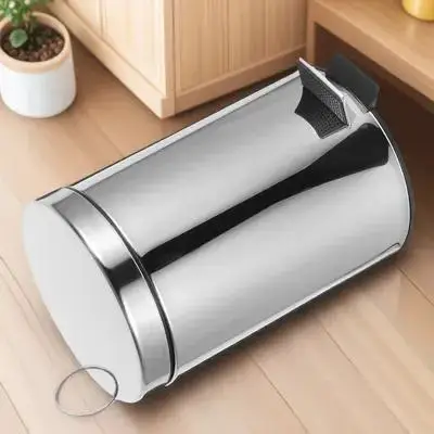 

Pedal Trash Can Trashcan Lidded Kitchen Compost Garbage Cans Waste Basket with Bin Small Round
