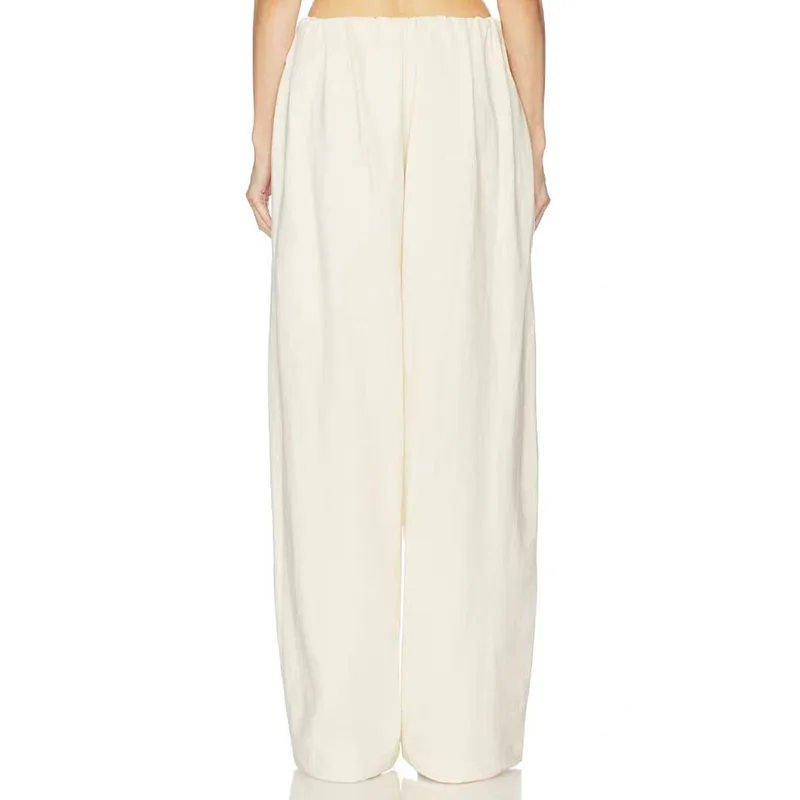 Women's Embroidered Pants, Casual Wide-Leg Trousers, 100% Cotton Straight-Leg Pants Set, 2026 Spring New Arrival, Y2K Style