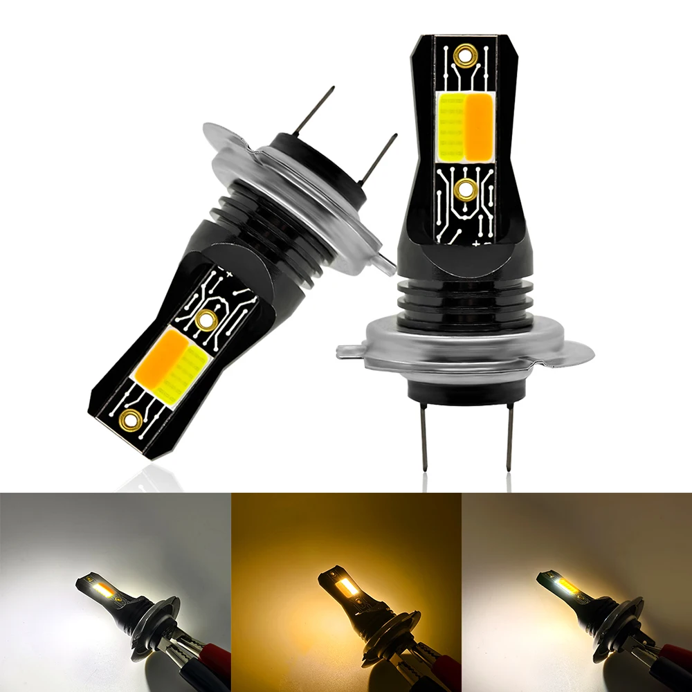 

The new three-color flashing car LED headlights H7 super bright headlights 1:1 in-line lamps are universally modified