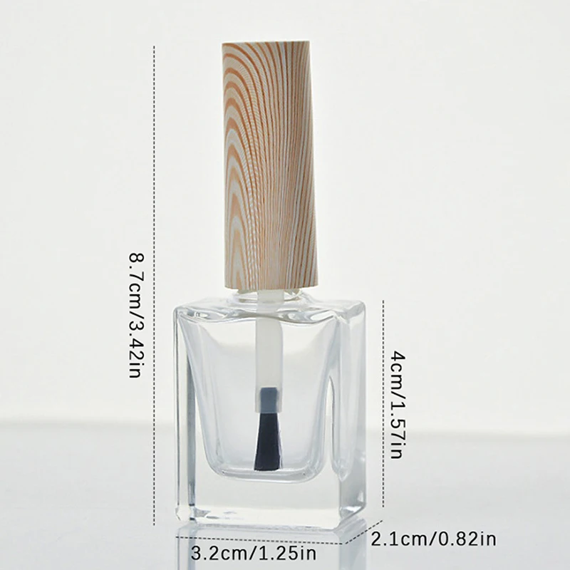 10ml Empty Nail Polish Bottles Wood Grain Cap Nail Gel Bottle Container With A Lid Brush Makeup Nail Gel Containers Bottles