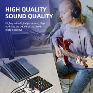 ROCOSET-V4 Audio Mixer, DJ Controller, Bluetooth Mix, Phantom Power, Delay Repair, Mixing Console Sound Effect, PC Recording 12 Main Sales Controller DJ - №1