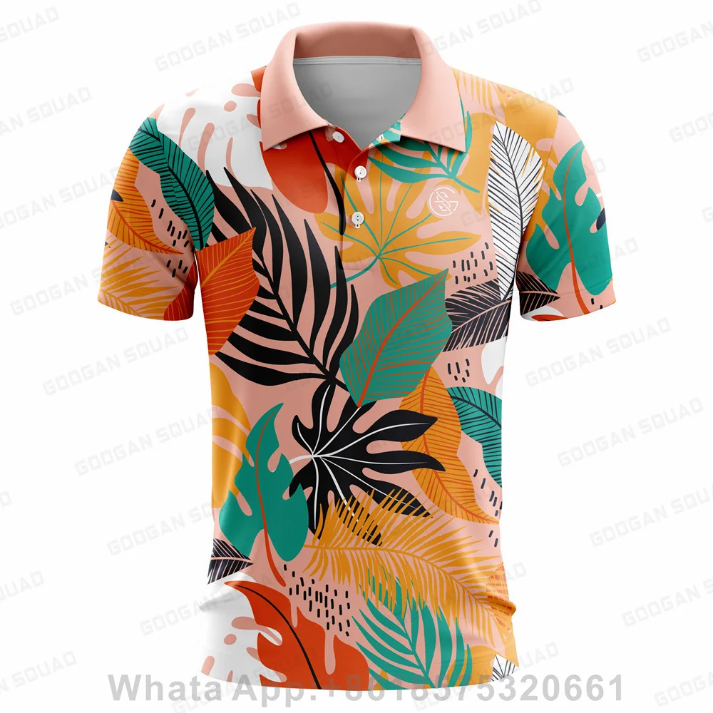 New Men Summer  Golf Polo Shirts Floral Casual Print Fashion Tops Short Sleeve T-shirt Quick Dry Breathable Polos Shirt Clothing