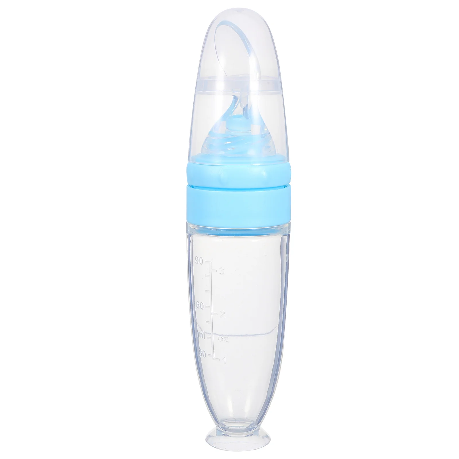 

Silicone Baby Feeding Spoon Squeeze Dispensing Tool With Measurement Stand Base For Rice Cereal Puree Infant Feeder