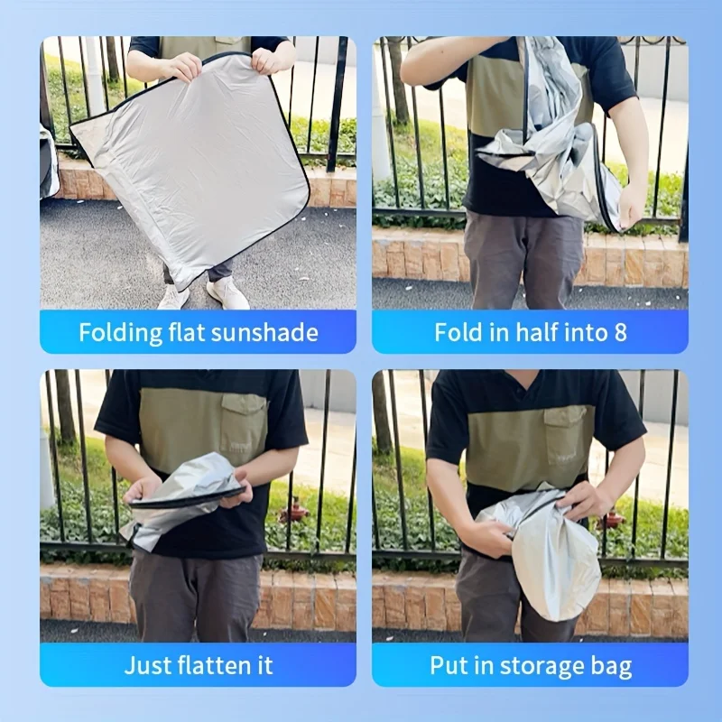 Car Sun Shade Cloth Foldable Double Layer UV Heat Insulation Car Windshield Sun Visor Outdoor Structures Accessories
