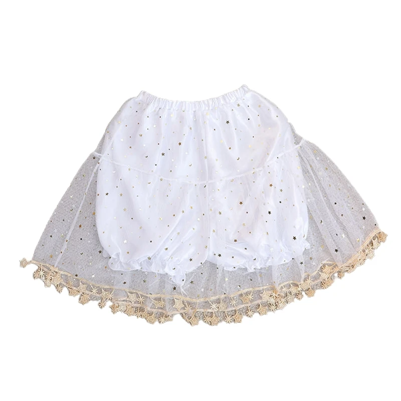 Petticoat with Bloomers Inside A-line Short Half Slips with Star Tassel Trim